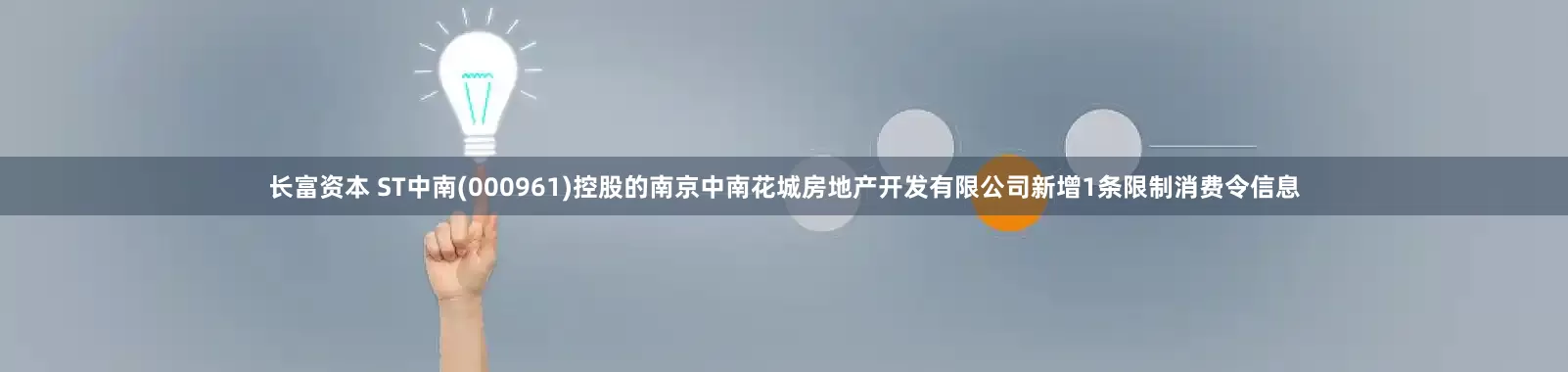 长富资本 ST中南(000961)控股的南京中南花城房地产开发有限公司新增1条限制消费令信息